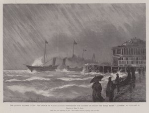 La enfermedad de la Reina en 1901, el Príncipe de Gales saliendo de Portsmouth hacia Osborne a bordo del yate real Alberta, el 19 de enero de Fred T. Jane